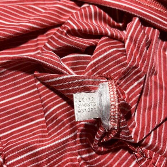 Adidas Polo Shirt Mens XL Pink Stripe Stretch Short Sleeve Golf Logo Casual - Picture 9 of 11